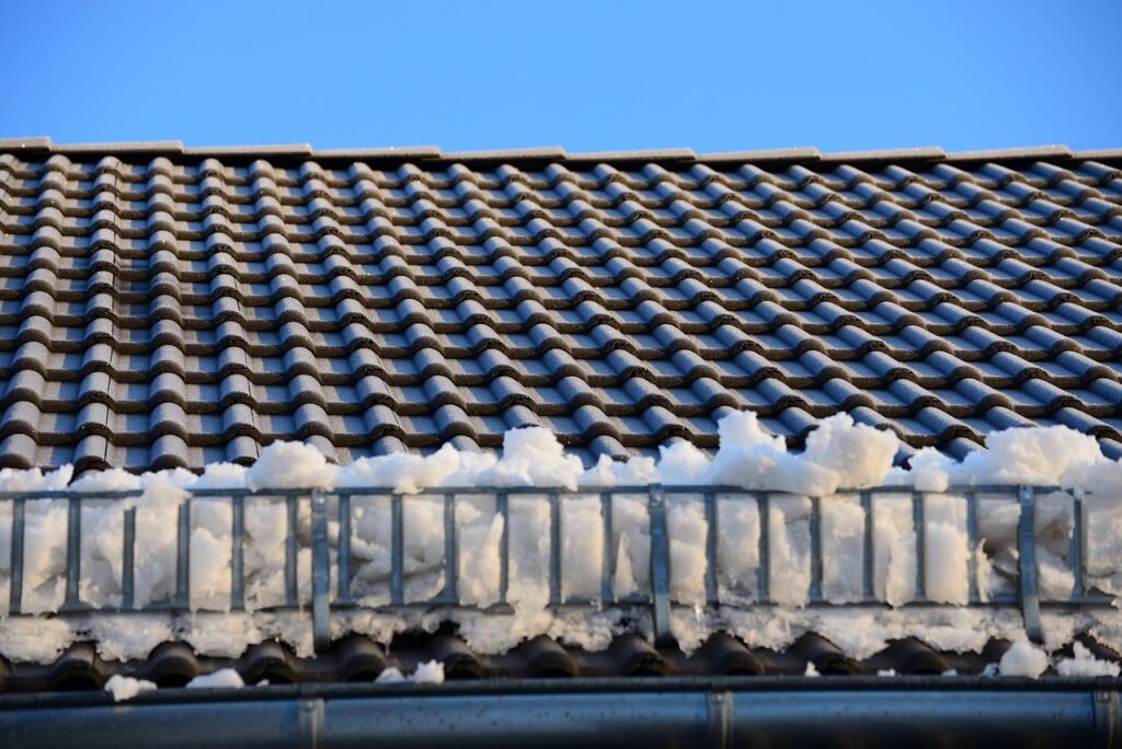 Roof with snow guards.